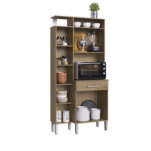 Armário de Cozinha Decibal AC5101 5 Portas e 1 Gaveta - Wood e Branco