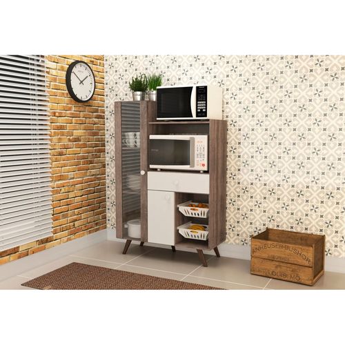 Armário Multiuso MovelBento RT 3059 com 2 Portas - Rústico/Branco