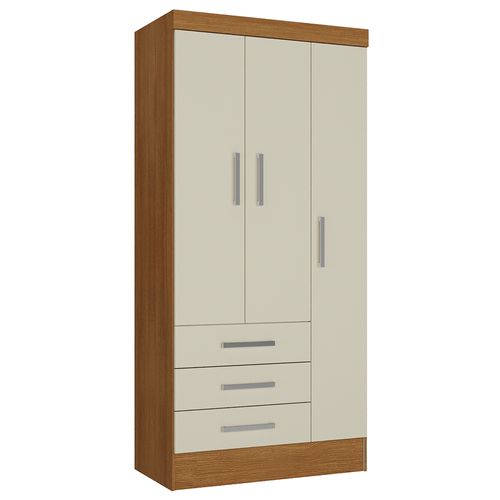 Roupeiro Rodial 3 Portas 3 Gavetas 28D325 - Cacau/Blanc