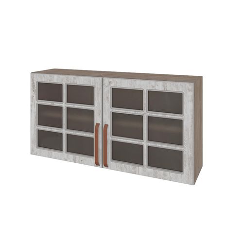 Aéreo 120 cm Indékes Gold 6118.03 com 2 Portas Vidro - Noce/Imperial