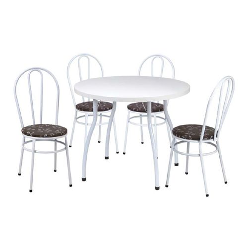 Conjunto de Mesa Redonda Fil Móveis com 4 Cadeiras e Tampo Fórmica