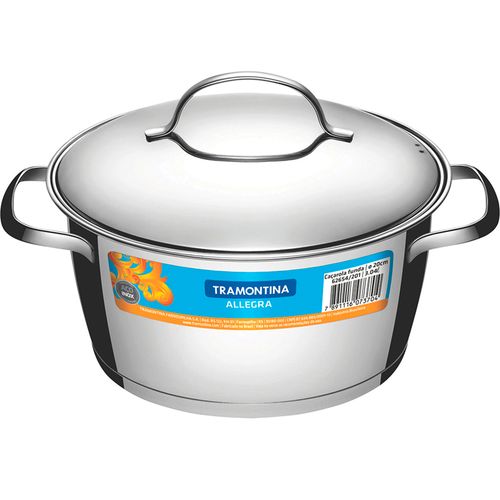 Caçarola Funda Allegra Tramontina 20cm 3,04 litros Inox - 62654201