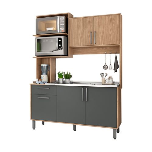 Conjunto de Cozinha Compacta Jaeli Gabi 2,10x1,51m com 5 Portas e 1 Gaveta