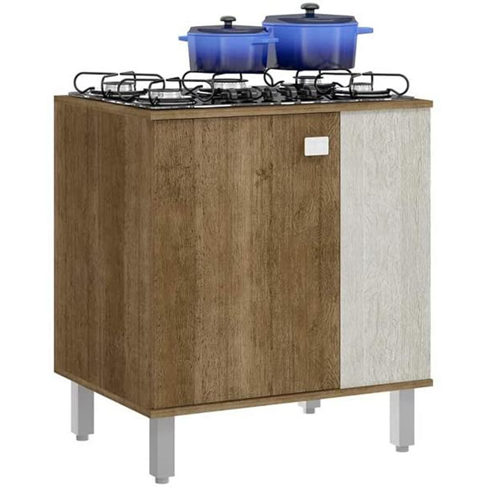 Balcão Jaeli para Cooktop 120 5 Bocas 1 Porta - Siena/Ártico