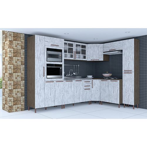 Cozinha Modulada Completa Indékes Gold 8 Peças - Noce/ Imperial