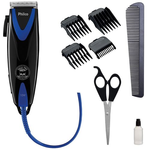 Máquina de Cortar Cabelo Philco Skull PRO PCR08P - Preto e Azul