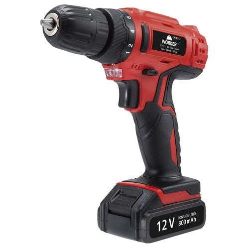 Parafusadeira e Furadeira Worker com 13 peças – Bateria 12V
