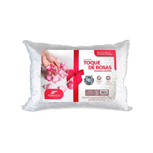 Travesseiro Fibrasca Plumax Toque Rosas Lavável - 50X70cm