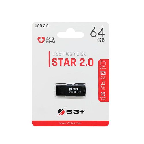 Pen Drive S3 Flash Disk Star 2.0 64GB - Preto