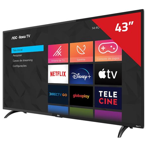 Smart TV LED AOC 43" 43S5195 Wi-Fi 3 HDMI 1 USB - Preta