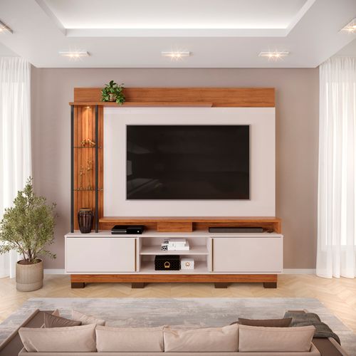 Estante Home Martino DJ Até 70" - Freijó/Off White