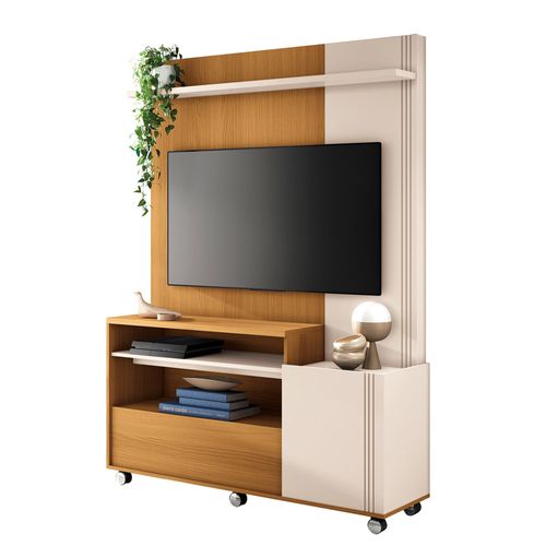 Estante HB Home Timber para TVs até 50" - Cinamomo/Off White