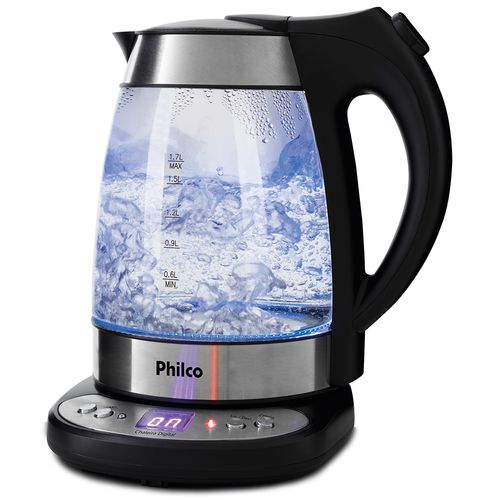 Chaleira Elétrica Philco Digital Glass de 1,7 Litros - Preta