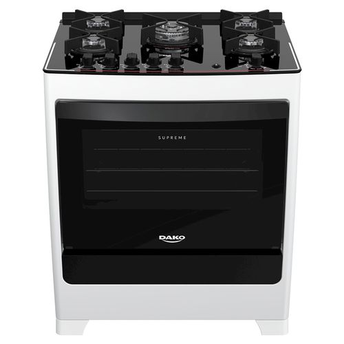 Fogão Dako 5 Bocas Supreme Glass com Mesa de Vidro - Branco
