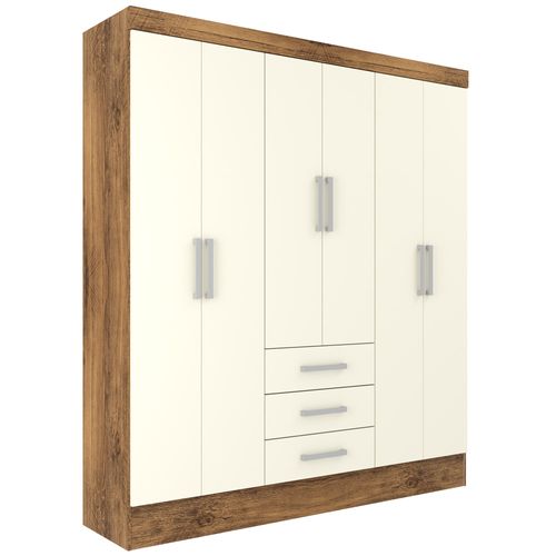 Roupeiro Rodial 6 Portas 3 Gavetas - 41D6350 - Nature/Off White