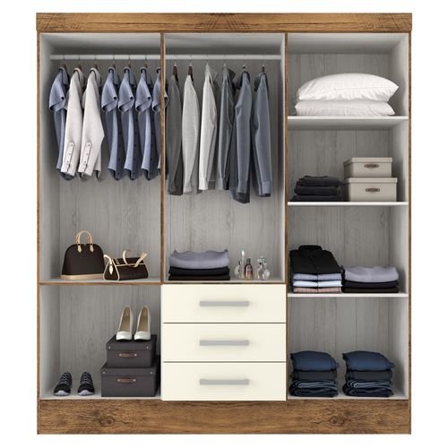 Roupeiro Rodial 6 Portas 3 Gavetas - 41D6350 - Nature/Off White