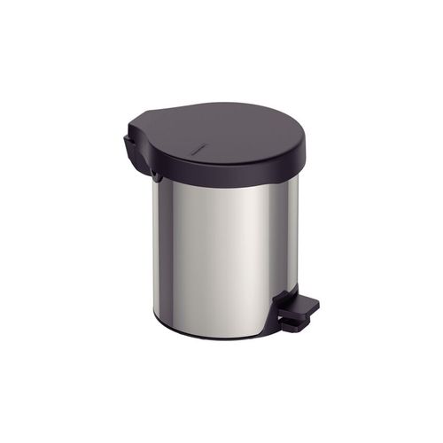 Lixeira Tramontina New em Aço Inox Acabamento Polido Tampa Preta com Pedal 5 Litros