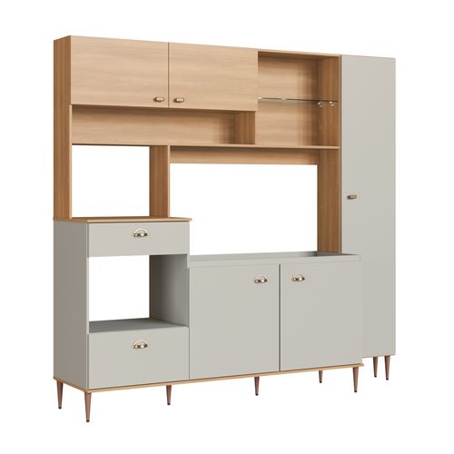 Cozinha Compacta Delmarco Conjunto Karina 6 Portas e 1 Gavetas - Freijó / Arenas