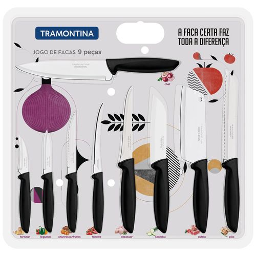 Conjunto de Facas Tramontina Plenus 9 Peças – Preto