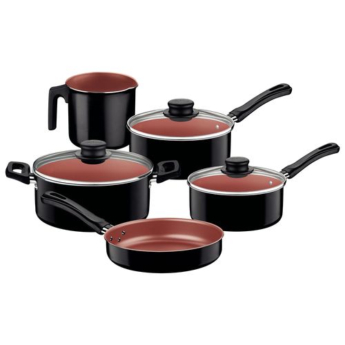 Conjunto de Panelas Tramontina 5 Peças Caribe Revestimento Antiaderente Starflon Max - Preto