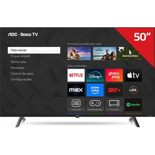 Smart TV Led AOC 50" 4K com Roku Quad Core 50U7045/78G