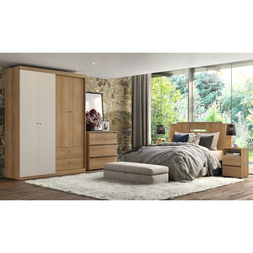 Roupeiro THB Star com 4 Portas e 2 Gavetas - Cappucino / Off White