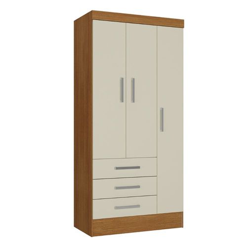 Roupeiro Rodial 3 Portas e 3 Gavetas 51D325 - Cinamomo/Off-white