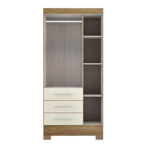 Roupeiro Rodial 3 Portas e 3 Gavetas 51D325 - Cinamomo/Off-white