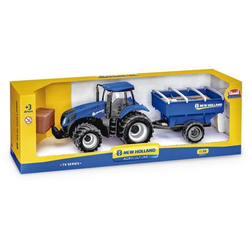 Trator T8 Usual Brinquedos 588 New Holland com Tora - Azul