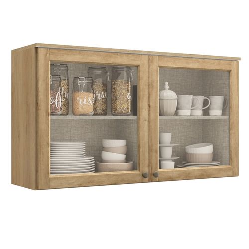 Aéreo Finesse THB CF110V 2 Portas com Vidro - Capucccino e Carvalho Mel