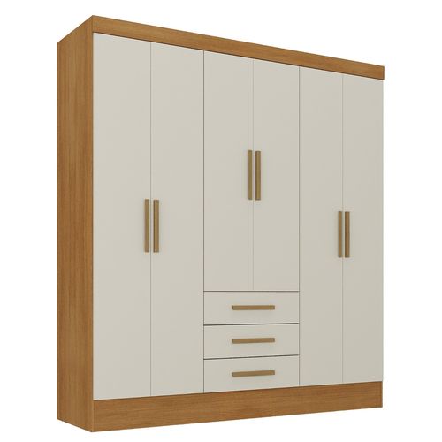 Roupeiro Rodial 51D6350 6 Portas e 3 Gavetas - Cinamomo / Off White