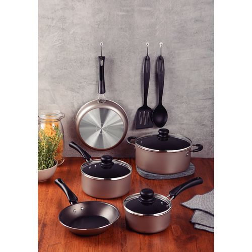 Conjunto de Panelas Tramontina 7 Peças Simple Cooking Alumínio Antiaderente - Champagne