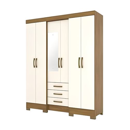 Roupeiro Henn Briz B23-127 6 Portas e 3 Gavetas -  Nature/Off White