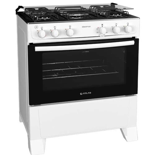 Fogão Atlas 5 bocas Monaco Plus Mesa Inox - Branco