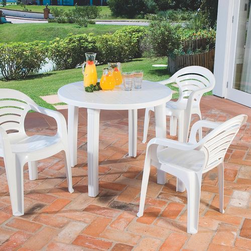 Mesa Tramontina Cassino Redonda PVC Branca - 92301010