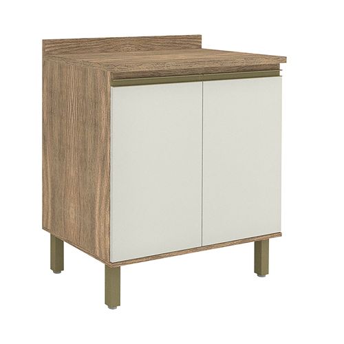 Balcão de Cozinha Móveis Canção DB Lare Veneza 8707 com 2 Portas Tampo - Ameixa Negra/ Sand