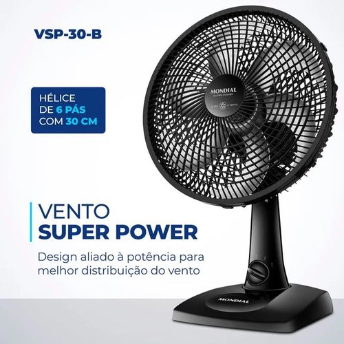 Ventilador de Mesa Mondial 6 pás VSP-30-B - Preto