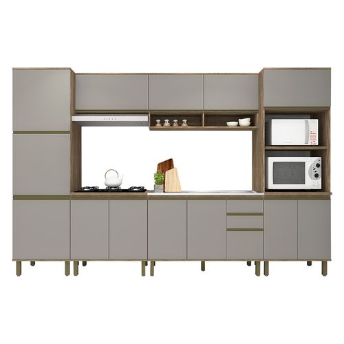 Cozinha Modulada Completa Móveis Canção DB Lare Veneza 6 Peças - Ameixa Negra/ Sand