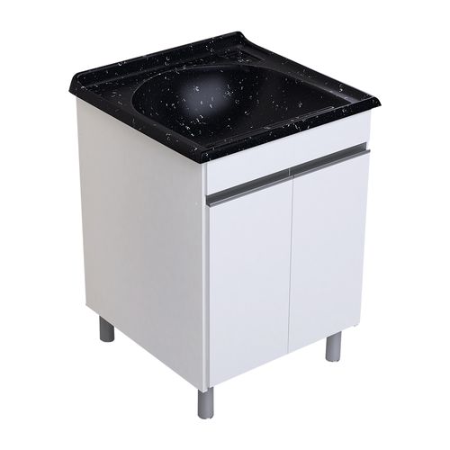 Kit Armário Rorato Amélia com 2 portas Tanque Simples - Branco/ Preto