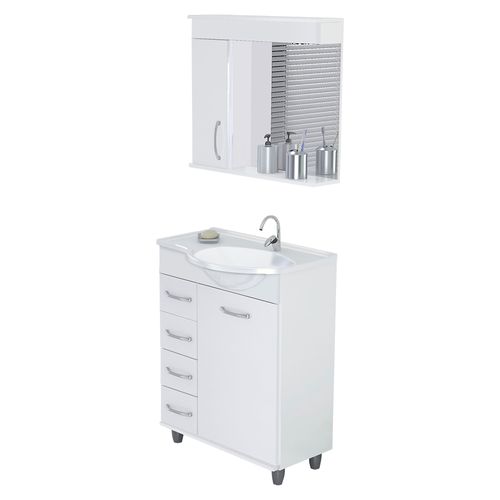 Conjunto para Banheiro Rorato Viena Curvo 59,5cm - 575602 - Branco