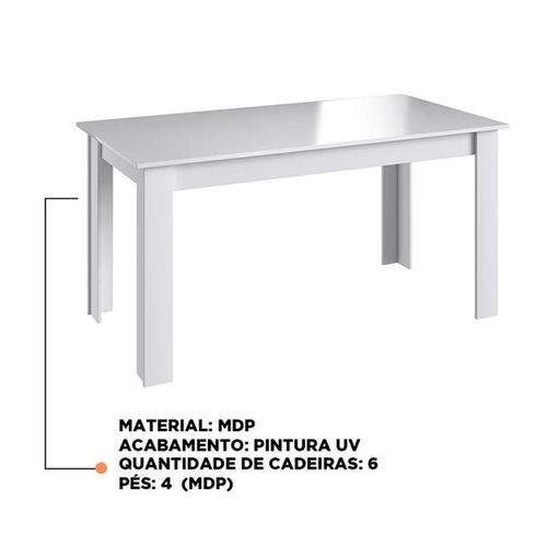 Mesa Fixa Móveis Canção 4 Lugares - Branca