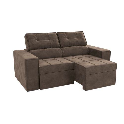 Estofado Kappesberg Malu 1,88m Retrátil e Reclinável - Veludo Marrom