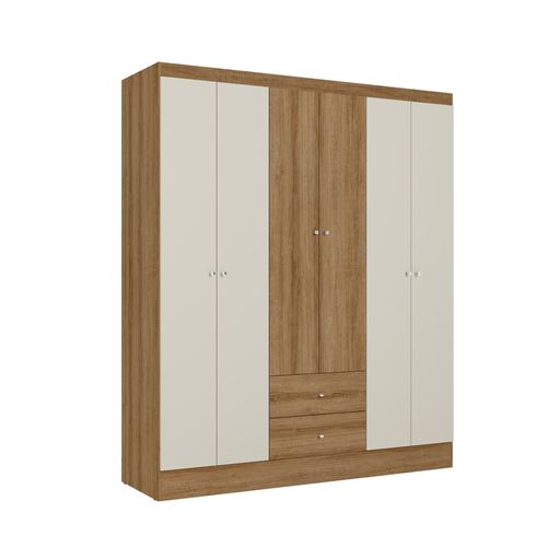 Roupeiro THB Astro 6 Portas e 2 Gavetas - Almendra / Off White