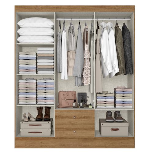 Roupeiro THB Astro 6 Portas e 2 Gavetas - Almendra / Off White