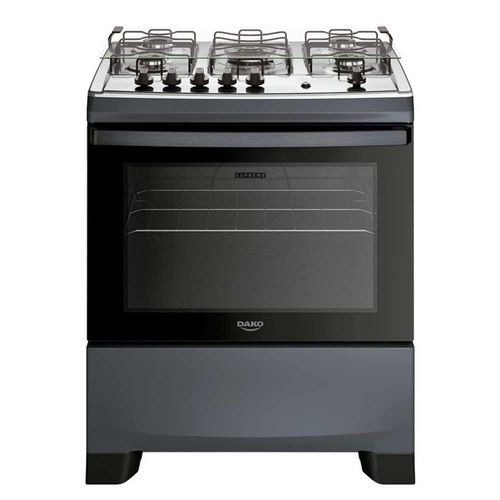 Fogão Dako Supreme 5 Bocas Tripla Chama com Mesa de Inox - Titanium Bivolt