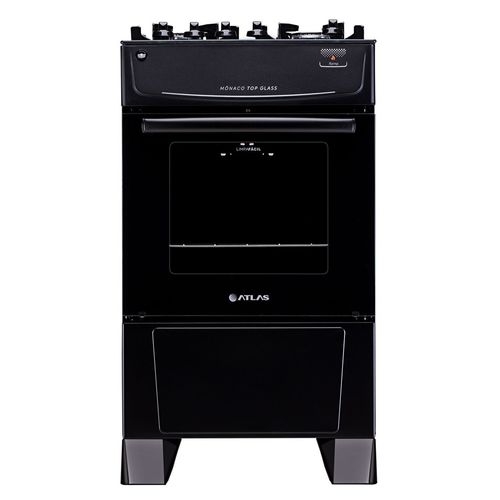 Fogão Atlas Mônaco Top Glass 4 Bocas Mesa de Vidro - Preto