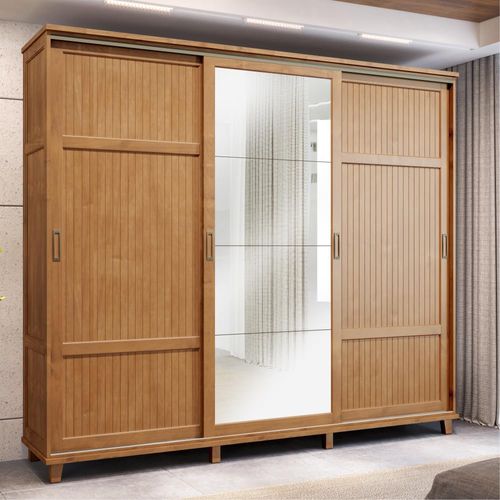 Roupeiro Cavazotto Dublin 3 Portas de Correr com Espelho - Imbuia