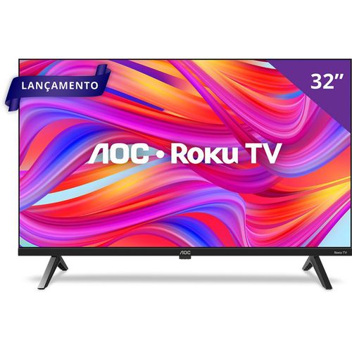 Smart TV Led AOC HD Roku 32" 32S5045/78G com Google Alexa