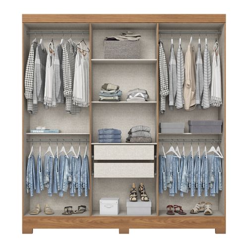 Roupeiro 6 Portas Briz B368 com Espelho Nature/Off White