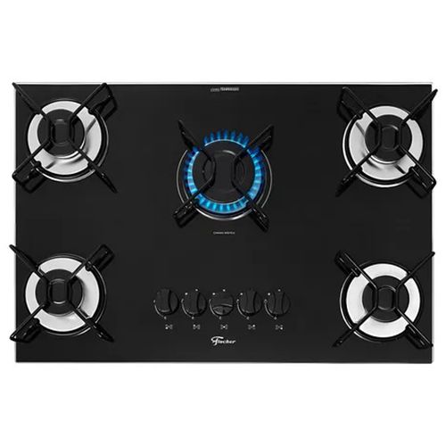 Cooktop Fischer com Mesa de Vidro 5 Bocas Fit Line Trempe Aramado